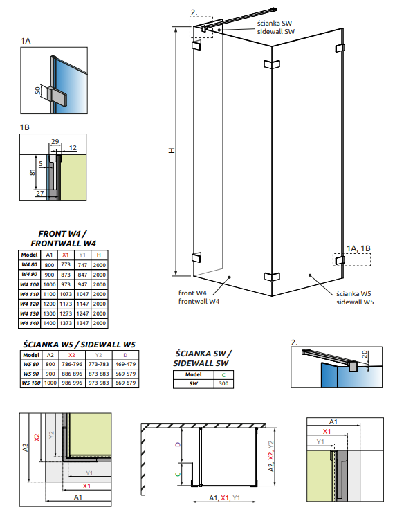 Боковая стенка 30 см Radaway Euphoria Walk-in SW 30 383160-01-01 стекло прозрачное