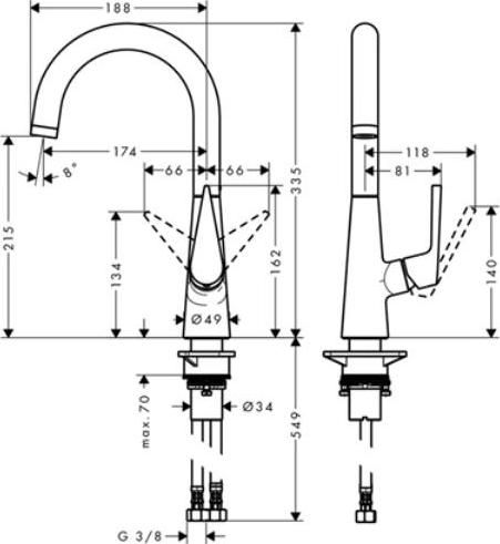 Смеситель Hansgrohe Talis S 220 72814000 для кухонной мойки, хром