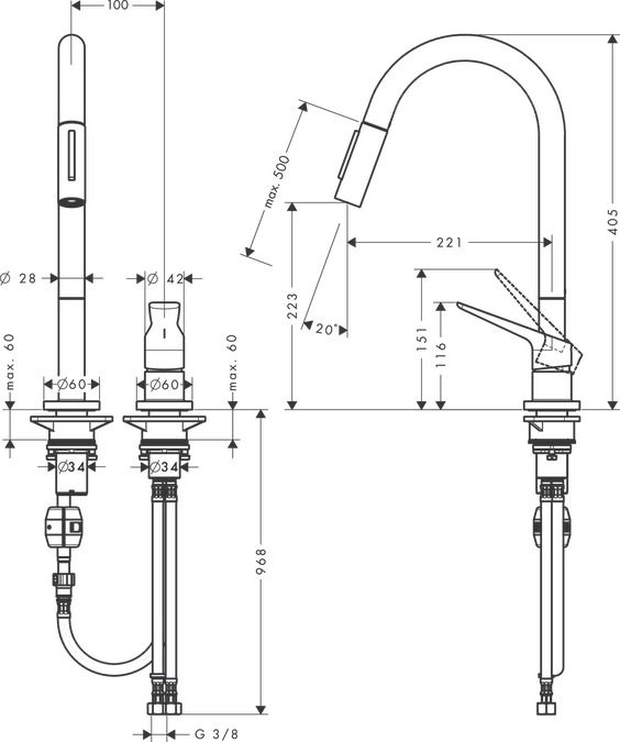 Смеситель для кухни Axor Citterio M 34822800, сталь