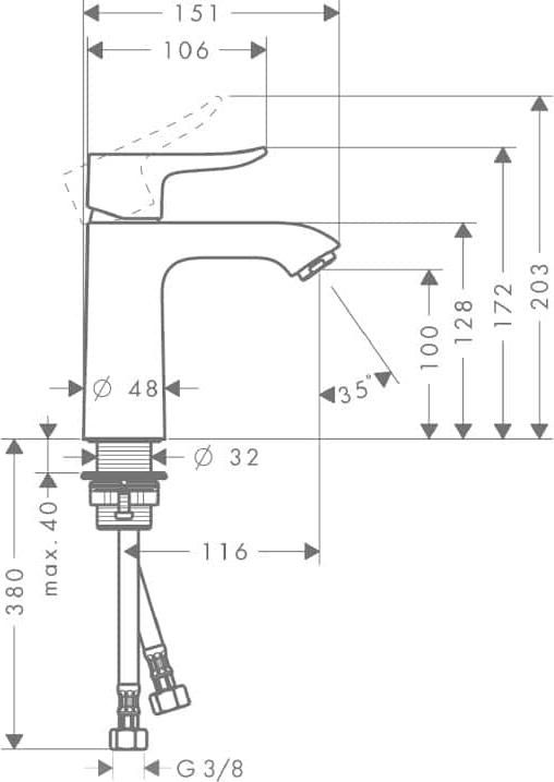 Смеситель для раковины Hansgrohe Metris 31204000, хром