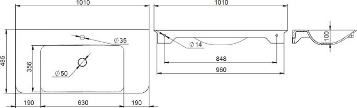 Раковина мебельная Am.Pm Sensation M30WPC1001WG 101 см