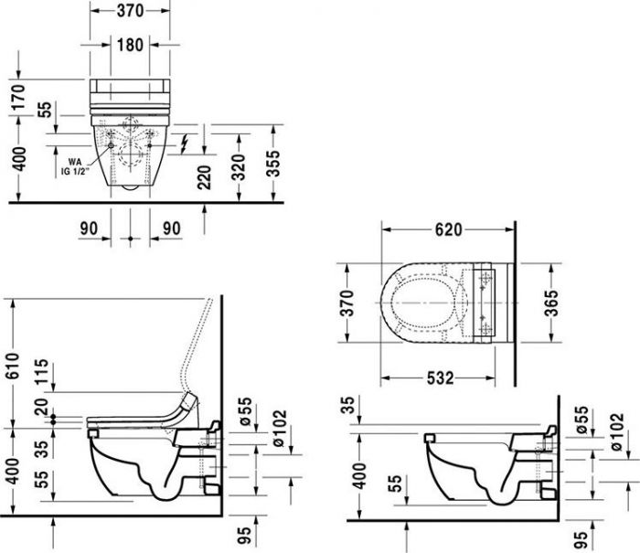 Подвесной унитаз Duravit Starck 3 2226590000 без сиденья