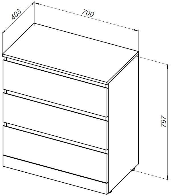 Комод Aquanet Сканди 00302550 700x400, дуб крафт