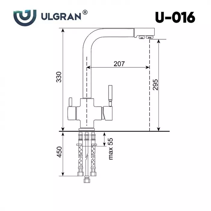 Смеситель для кухни Ulgran U-016 U-016-308 черный