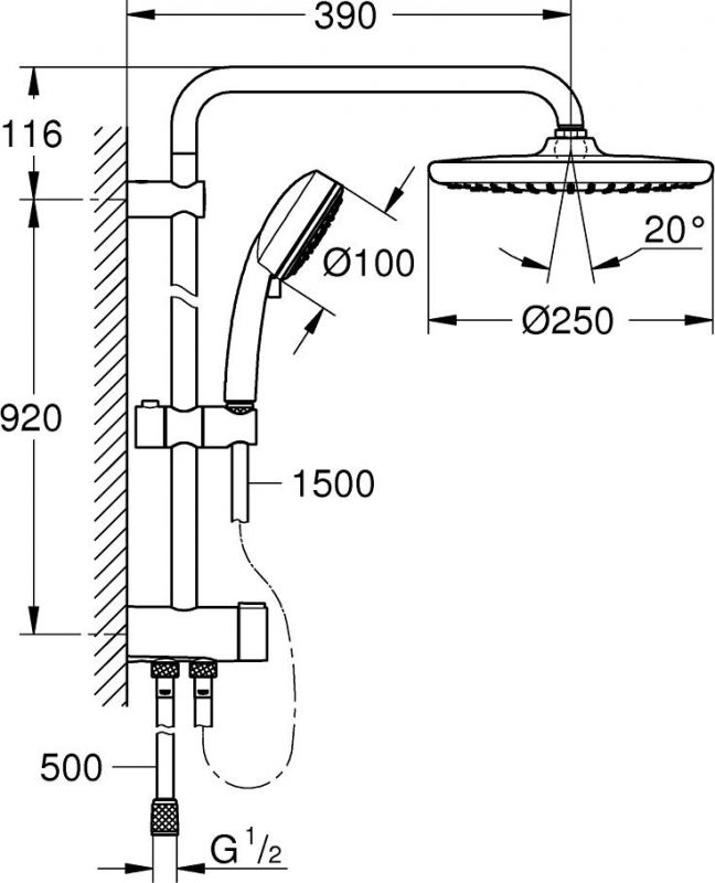 Душевая стойка Grohe Tempesta Cosmopolitan 26675000, хром