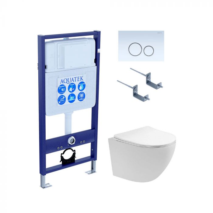 SET AQUATEK ЕВРОПА T KDI15(рама AQUATEK Standard INS-0000012 с клавишей KDI-0000015 и крепежом KKI-0000002+унитаз AQ1900T-00 с тонким сиденьем sc)
