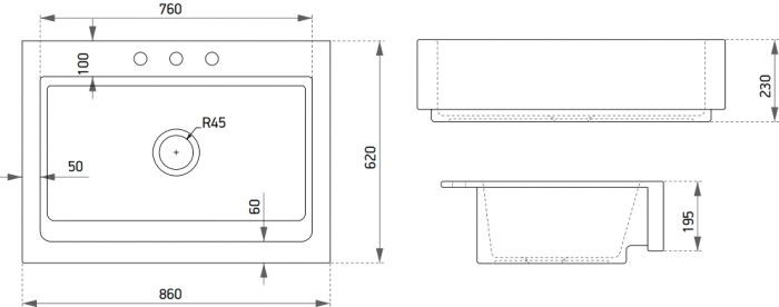 Комплект Мойка кухонная Domaci Сиена 50186-101 с 3 отверстиями, белый глянец + Смеситель Ливорно