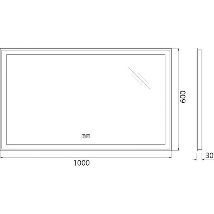 Зеркало BelBagno SPC-GRT-1000-600-LED-TCH-WARM 100 см, с подсветкой, подогревом и сенсорным выключателем