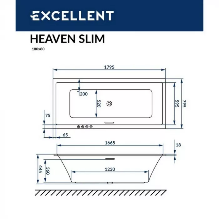 Акриловая ванна Excellent Heaven 180х80 WAEX.HEV18S.LINE.BR бронза, белый