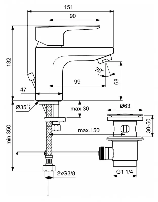 Смеситель для раковины Ideal Standard Ceraplan III BC559AA хром