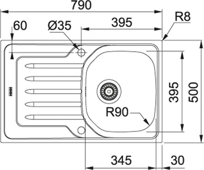 Кухонная мойка 79 см Franke Onda line OLL 611-79 101.0611.832, нержавеющая сталь декор