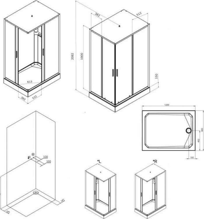 Душевая кабина Am.Pm Gem 120x90 W90C-404-12090MT, профиль хром, стекло прозрачное