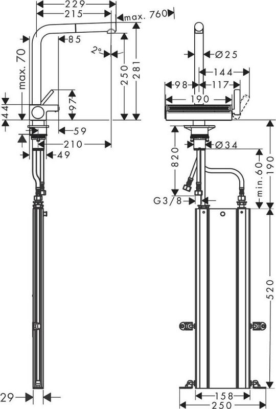 Смеситель для кухни Hansgrohe Aquno Select M81 73830800, сталь