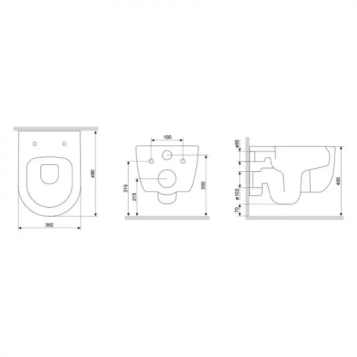 Подвесной безободковый унитаз Damixa Sirius DX86C1700MBSC, с сиденьем микролифт, черный матовый