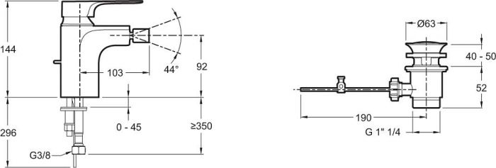 Смеситель Jacob Delafon Aleo+ E72316-CP для биде