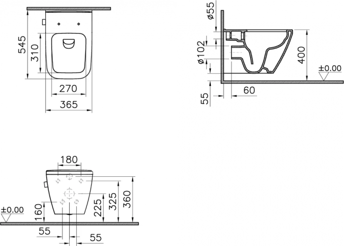 Унитаз подвесной Vitra Integra Square 7082B003-7209 безободковый, с функцией биде, белый