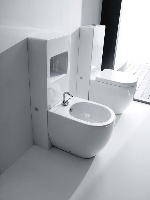 Биде напольное приставное Kerasan Flo 312201*1, белый