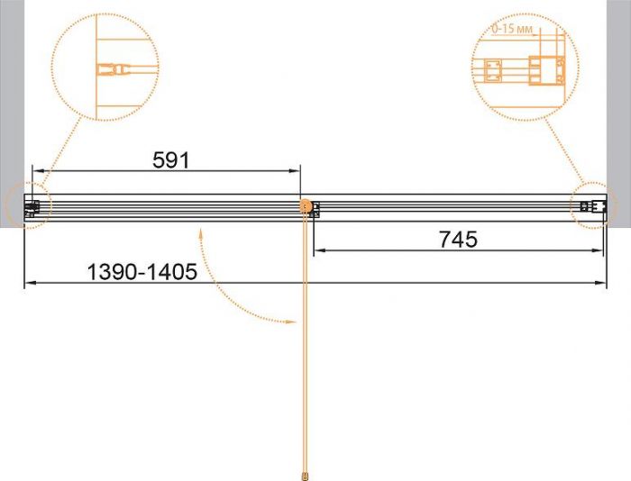 Душевая дверь Cezares Urban 140 URBAN-B-12-140-C-CR, профиль хром, стекло прозрачное