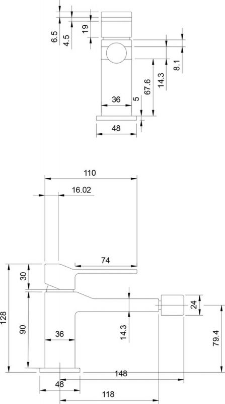 Смеситель для биде Omnires Slide SL7720GR, графит