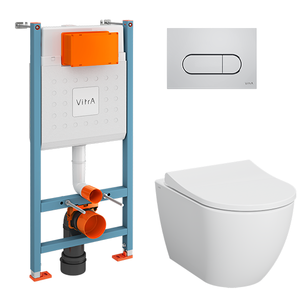 Комплект унитаза с инсталляцией Vitra Mia Round 9873B003-7201, хром
