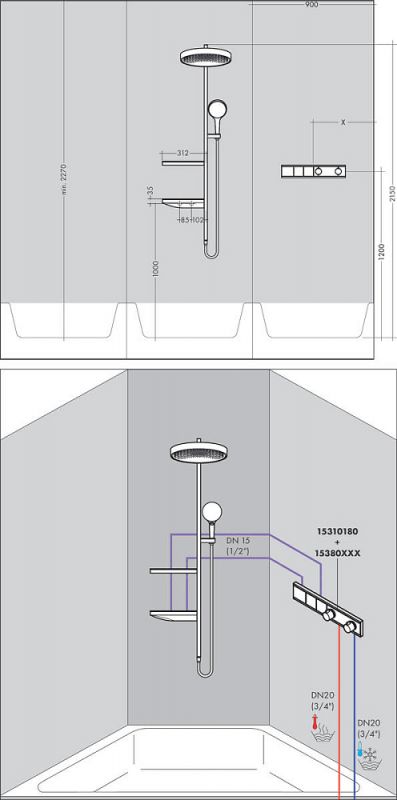 Душевая стойка Hansgrohe Rainfinity Showerpipe 360 26842700, белый матовый