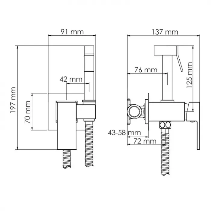 Душ гигиенический WasserKRAFT серия A A71338 серый