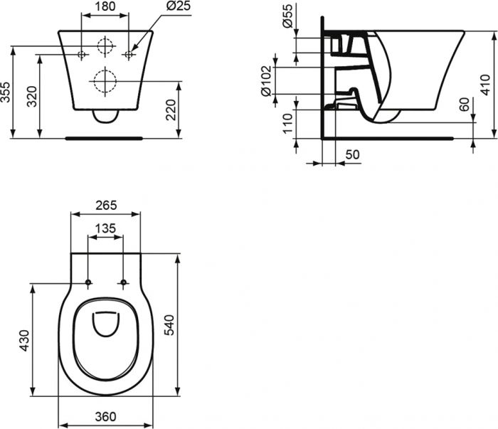 Подвесной унитаз Ideal Standard Connect Air AquaBlade E005401