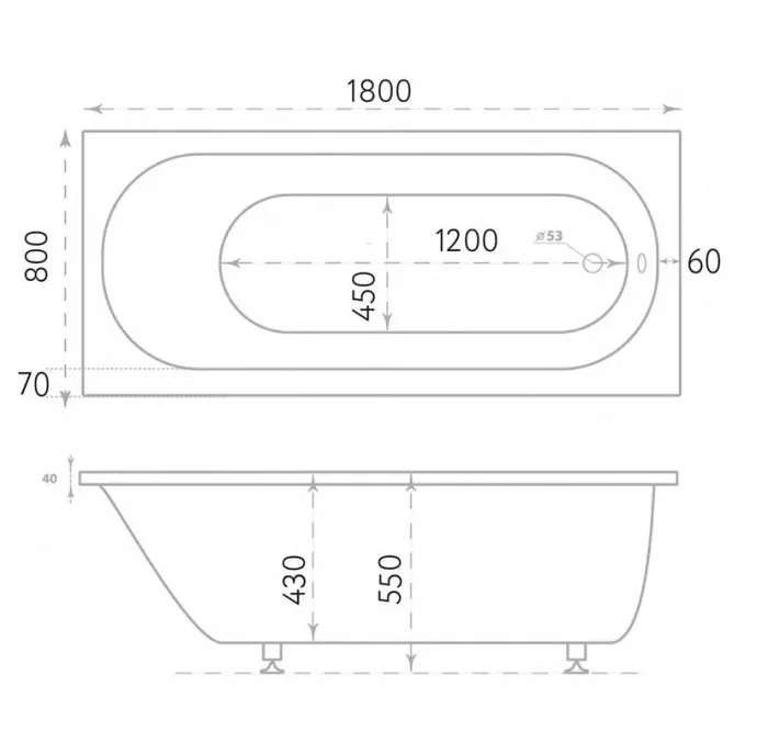 Ванна из искуственного камня Marmo Bagno Лючия 180х80 MB-L180-80 белый