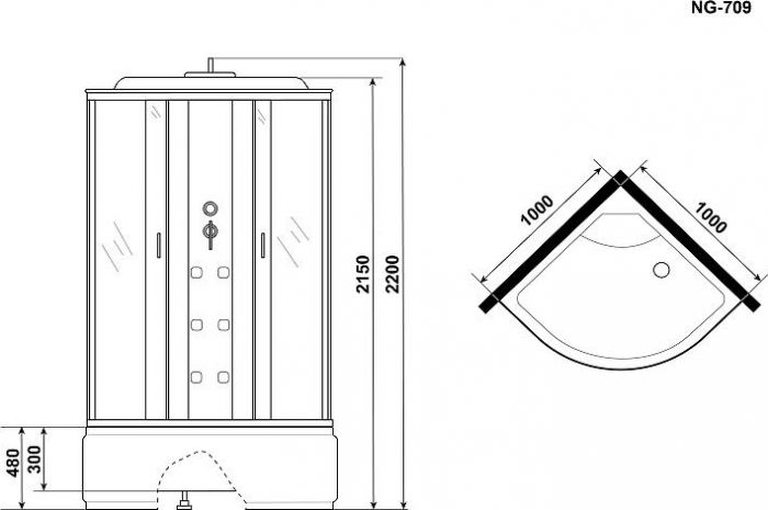 Душевая кабина Niagara Ultra 100x100 NG-709-01 7090164, профиль хром, стекло прозрачное