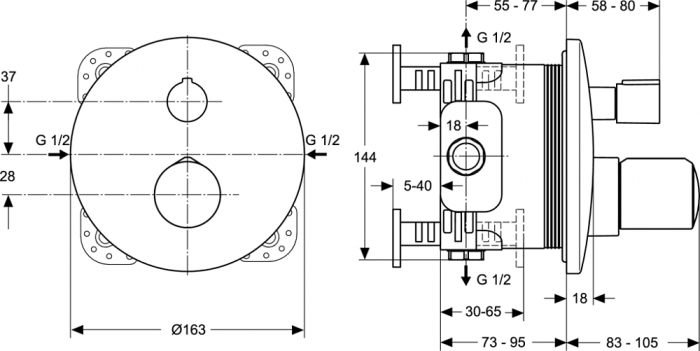 Термостат Ideal Standard MELANGE A4891AA для ванны, с душем, хром