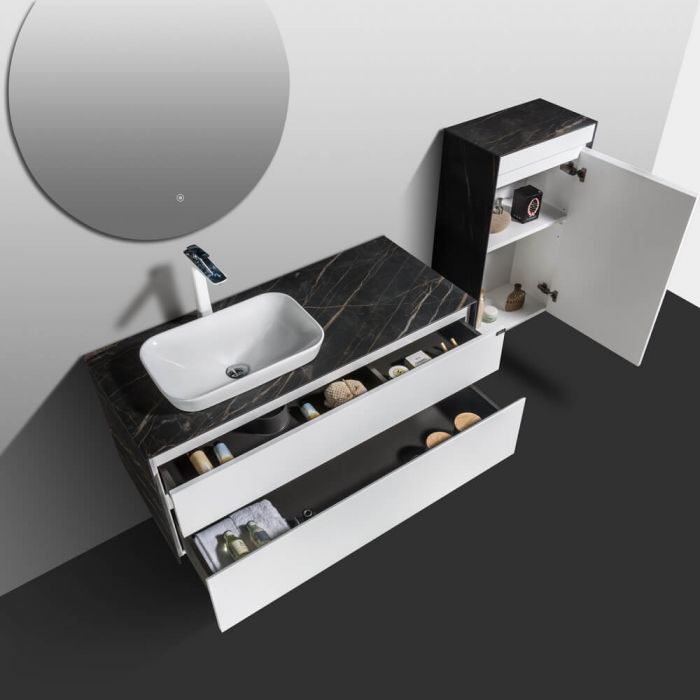 Тумба с раковиной Black&White Universe 100 907U1000-1, белый матовый