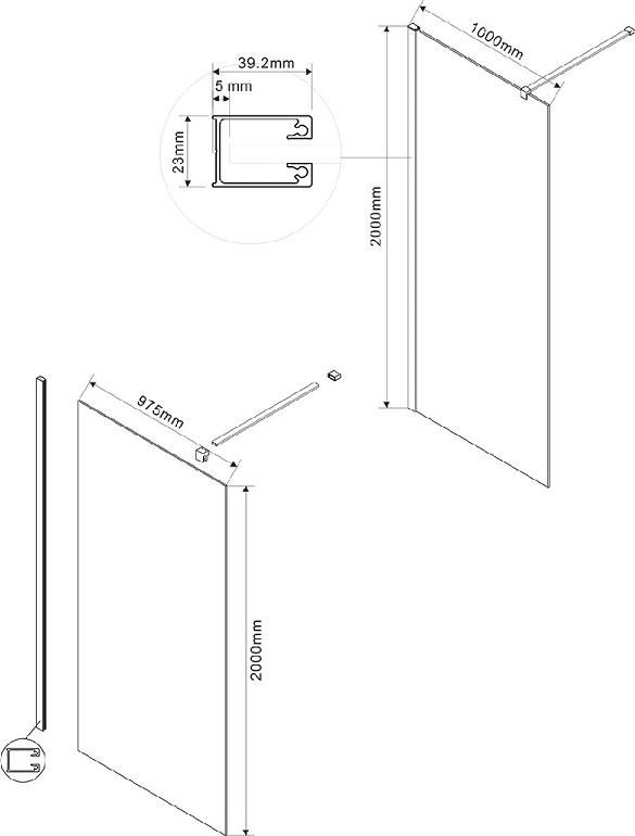 Душевая перегородка Vincea Walk-In VSW-1H100CGB, стекло тонированное, профиль чёрный матовый