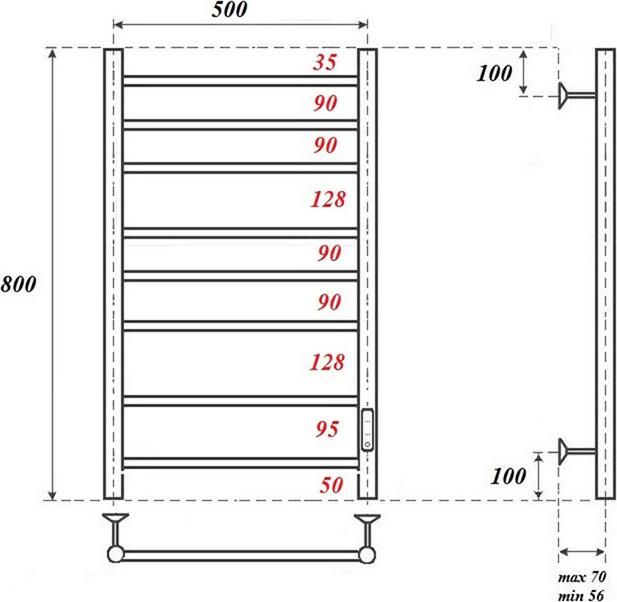 Полотенцесушитель электрический Point Аврора PN10858W П8 500x800, белый