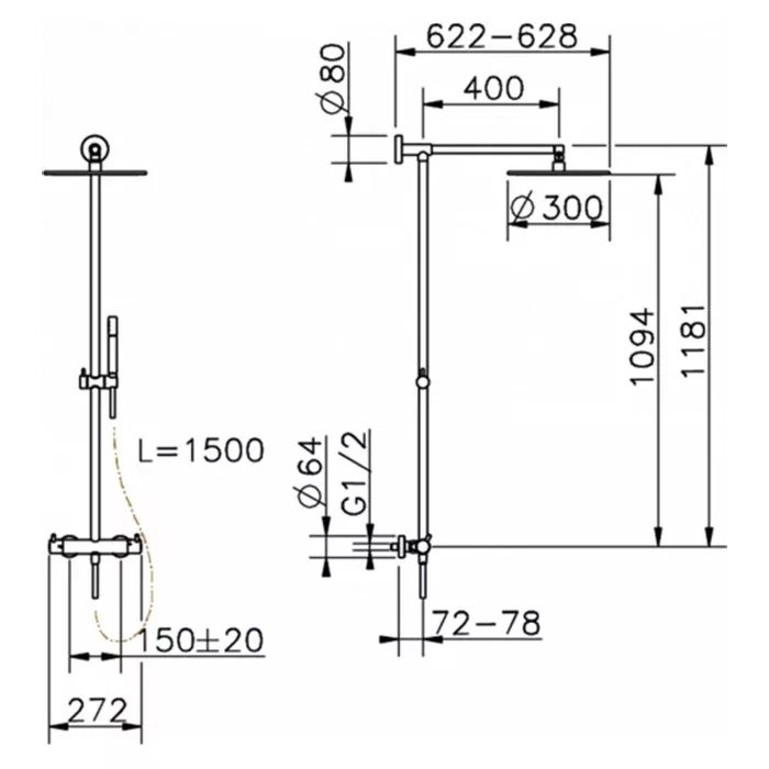 Душевая система Cisal Less New LNC7801N40 черный