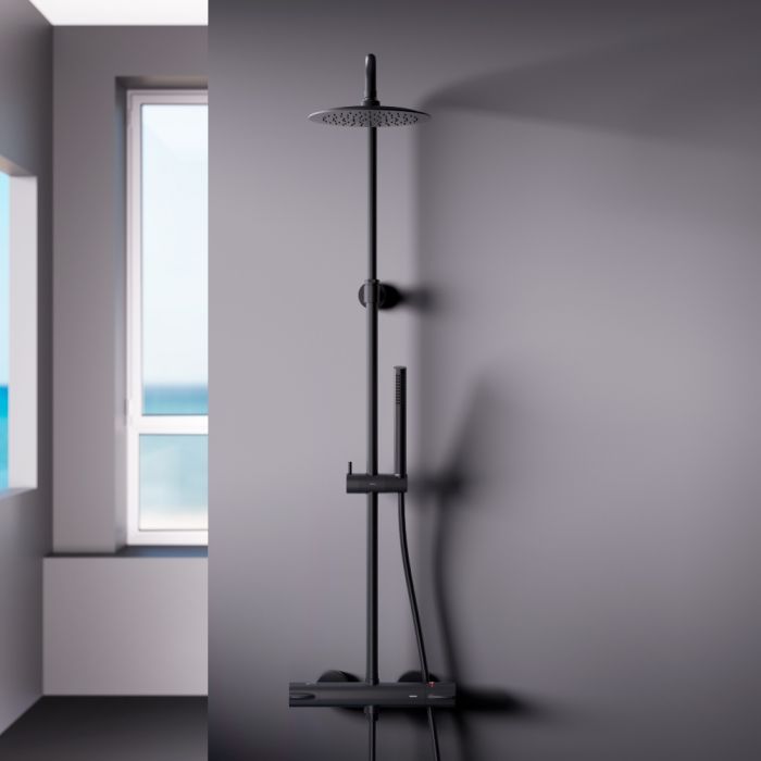 Душевая система Damixa Scandinavian Pure 936800300 с термостатом, черный матовый