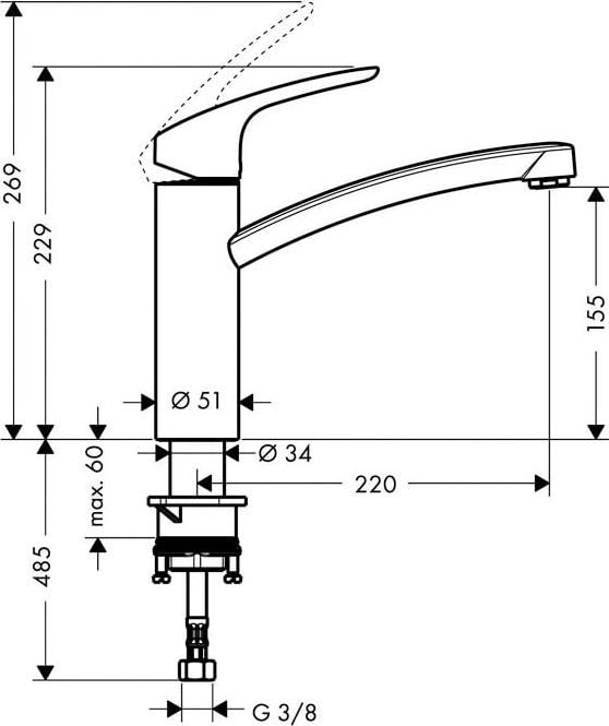 Смеситель для кухни Hansgrohe Focus 31816000, хром