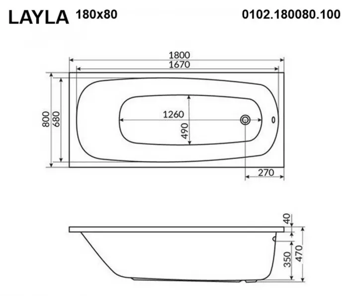 Акриловая ванна Whitecross Layla 180х80 0102.180080.100.NANO.GL золото, белый