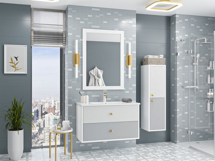 Шкаф - пенал Brevita 50 Shades of Grey Ана-05035-01-01П белый, серый