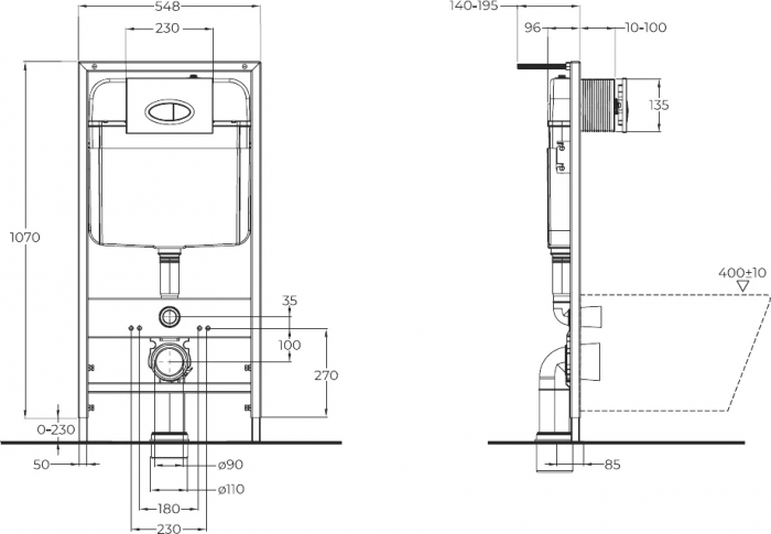 Комплект унитаза с инсталляцией Cezares Stylus CZR-513-TH-R/CZR2316SC/BB026/BB051CR с сиденьем микролифт и клавишей смыва хром