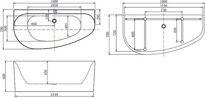 Акриловая ванна Allen Brau Priority 5 В 160x78 2.31005.20B, правая, белый