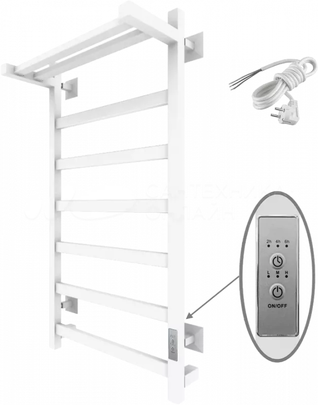 Электрический полотенцесушитель Тругор ПЭК 20квП СП 80x50 с полкой белый