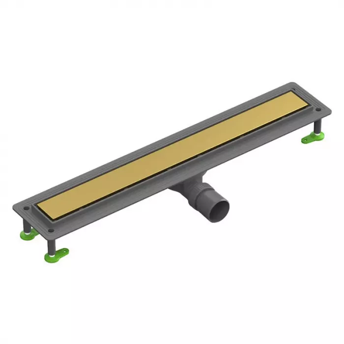 Дренажный канал Ctesi Flow Line Gold, BK4024540/1, 70 см, решетка под плитку золото, лотка серый