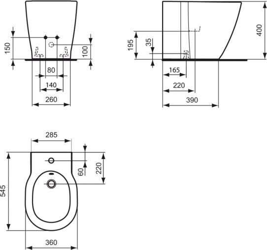 Комплект Напольное биде Ideal Standard Connect E799501 + Смеситель Grohe Eurosmart 32929002 для биде + Сифон для биде Grohe 28946000