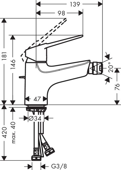 Смеситель для биде Hansgrohe Novus Loop 71233000, хром