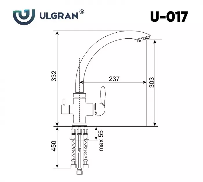 Смеситель для кухни Ulgran U-017 U-017-328 бежевый