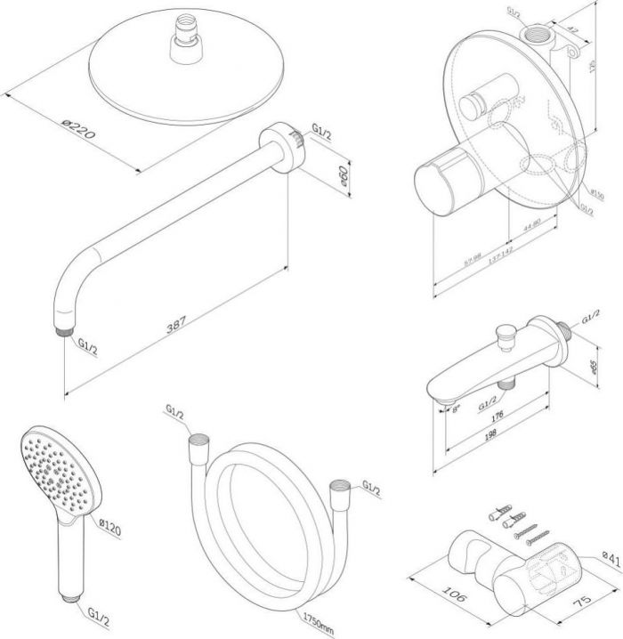 Душевой комплект Am.Pm X-Joy FP85A10020, хром