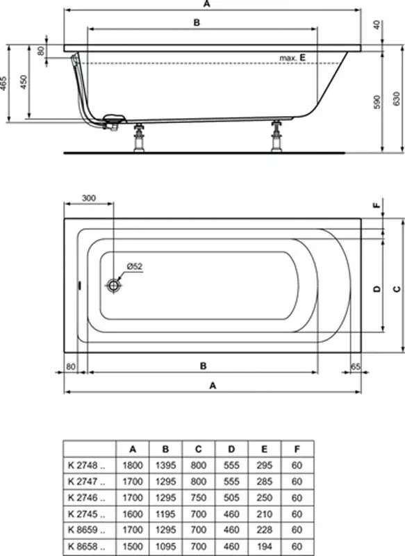 Акриловая ванна Ideal Standard Hotline 170х75 K274601 белый