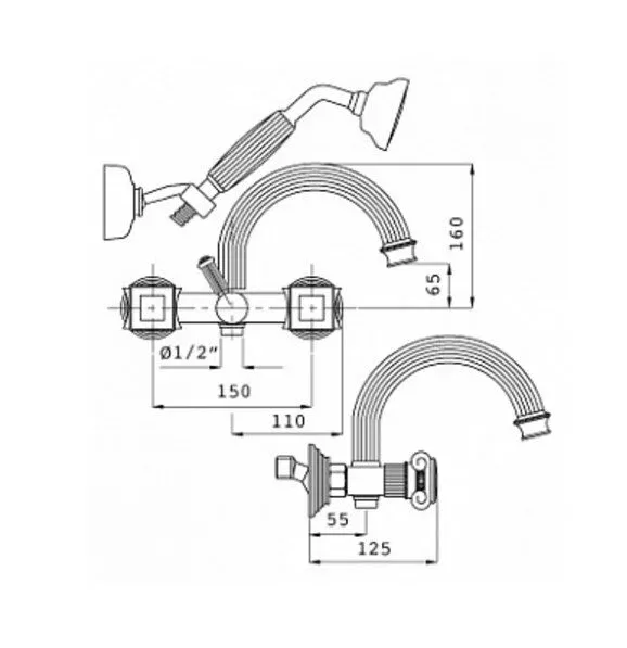 Смеситель для ванны с душем Cezares Olimp Olimp-VD-01-M хром