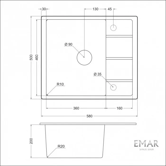 Кухонная мойка Emar Quartz EMQ-1580.Q Берилл бежевый