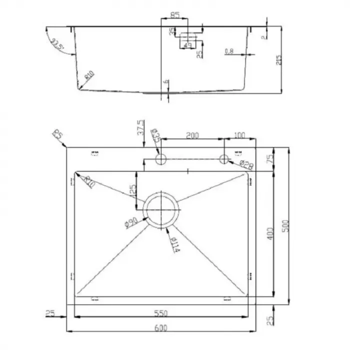 Кухонная мойка D&K DKS605004 серый